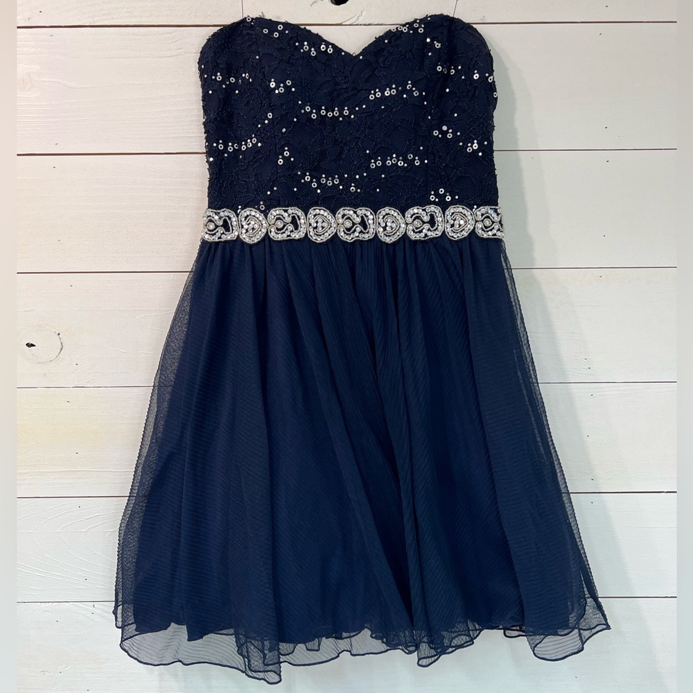 Navy Blue Strapless Cocktail Dress | Homecoming Dress Size 5
